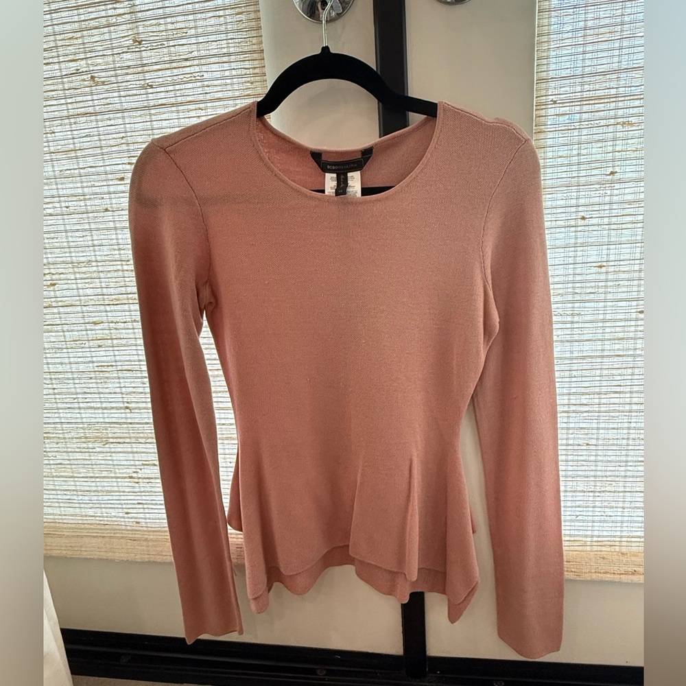 BCBGMaxAzria Pink Peplum Blouse